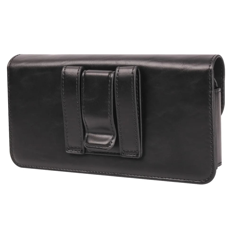 Magnetic Closure Belt Bag for 7.2 inch Phone Anti-Scratch PU Leather Waist Phone Pouch - Black - 2