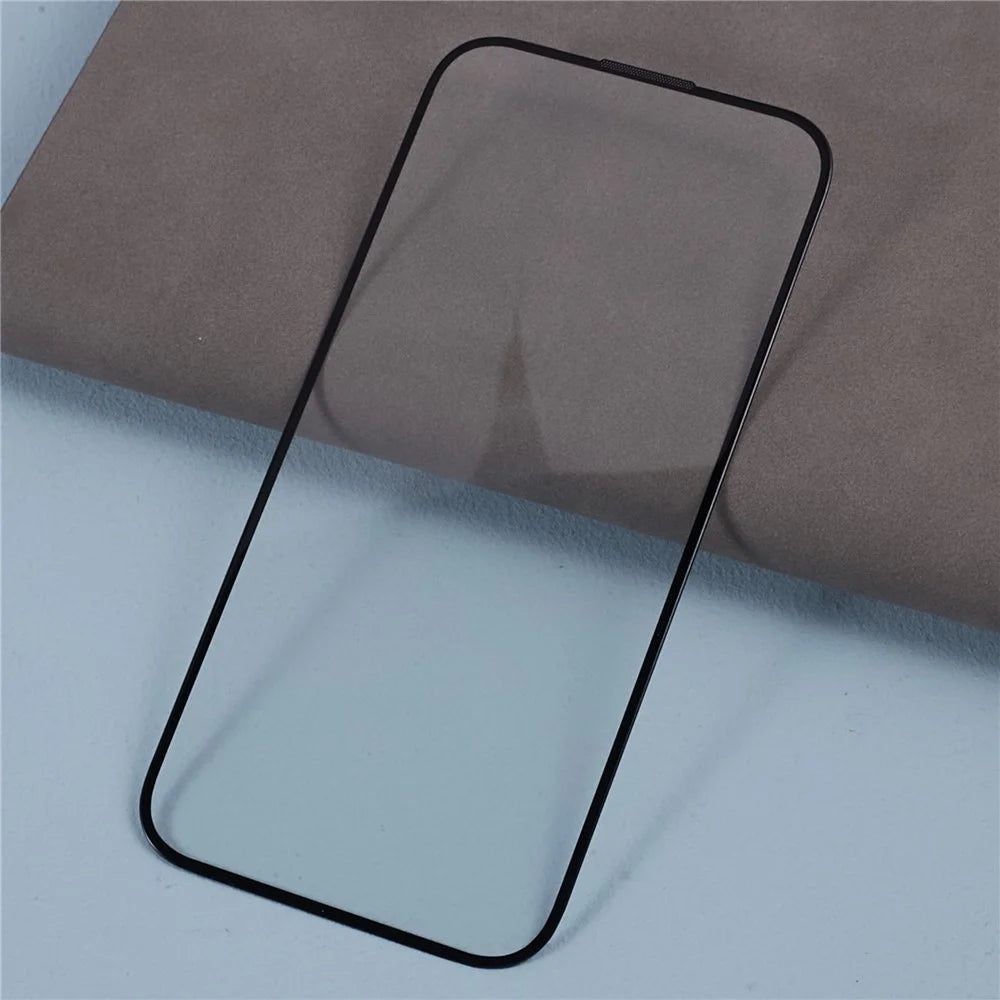 For iPhone 15 Pro Max Tempered Glass Screen Protector with Dust-Proof Net Black Edge Silk Printing Full Cover Clear Screen Film - 4