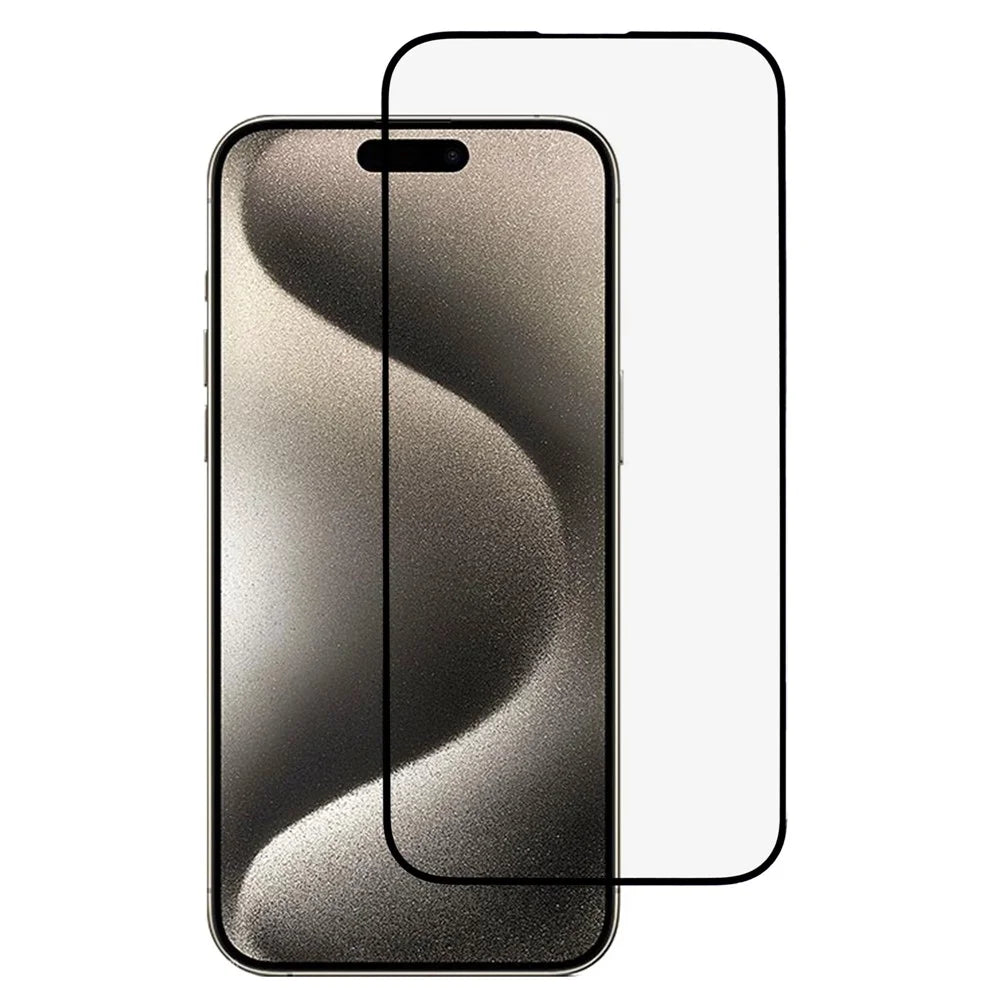 Black Edge Silk Printing Screen Film for iPhone 15 Pro HD Clear Screen Protector Anti-blue-ray Tempered Glass Film - 1