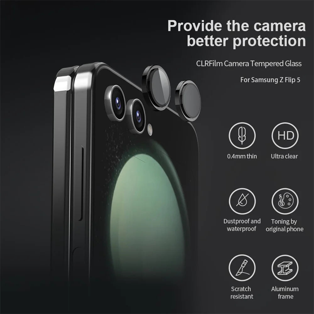 NILLKIN 2Pcs / Set For Samsung Galaxy Z Flip 5G Lens Film Aluminum Frame+Tempered Glass Camera Lens Protector - 3