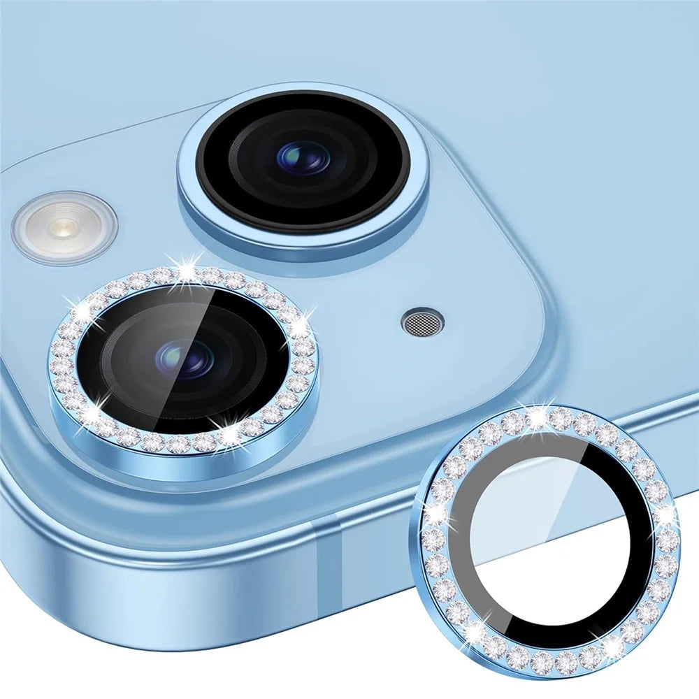 ENKAY HAT PRINCE 1 Set For iPhone 15 / 15 Plus Camera Lens Protector AR HD Clear Rhinestone Rear Lens Film - Baby Blue - 1