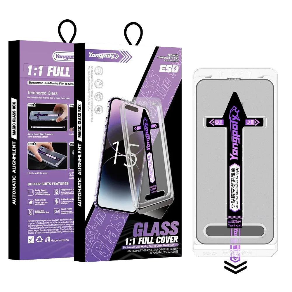 YONGPOLY For iPhone 13 Pro Max / 14 Plus Screen Protector Tempered Glass Film with Dust-Proof Net - 1