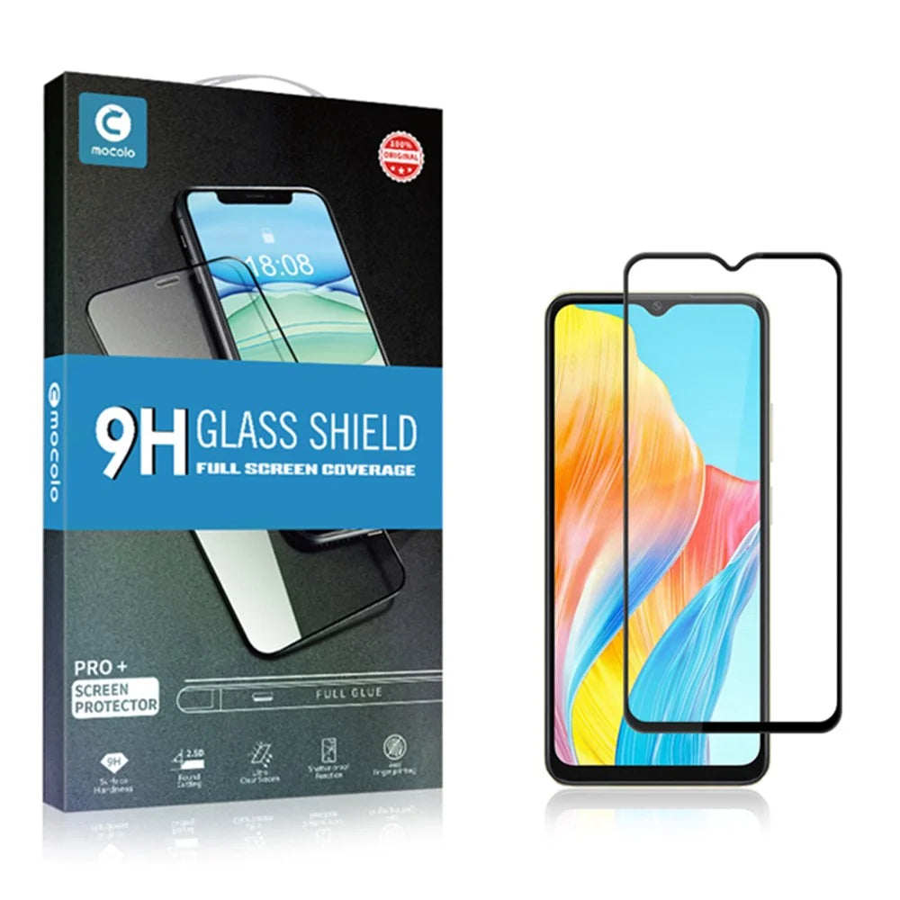 MOCOLO For Oppo A18 4G Tempered Glass Film Full Glue Silk Printing Full Screen Protector - Black - 7