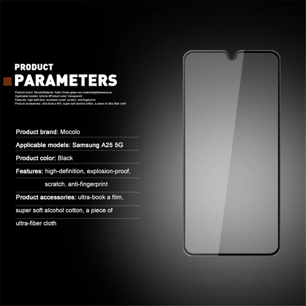 MOCOLO For Samsung Galaxy A25 5G (Global) (161.0 x 76.5 x 8.3mm) Full Screen Protector HD Clear Silk Printing Tempered Glass Film - Black - 4
