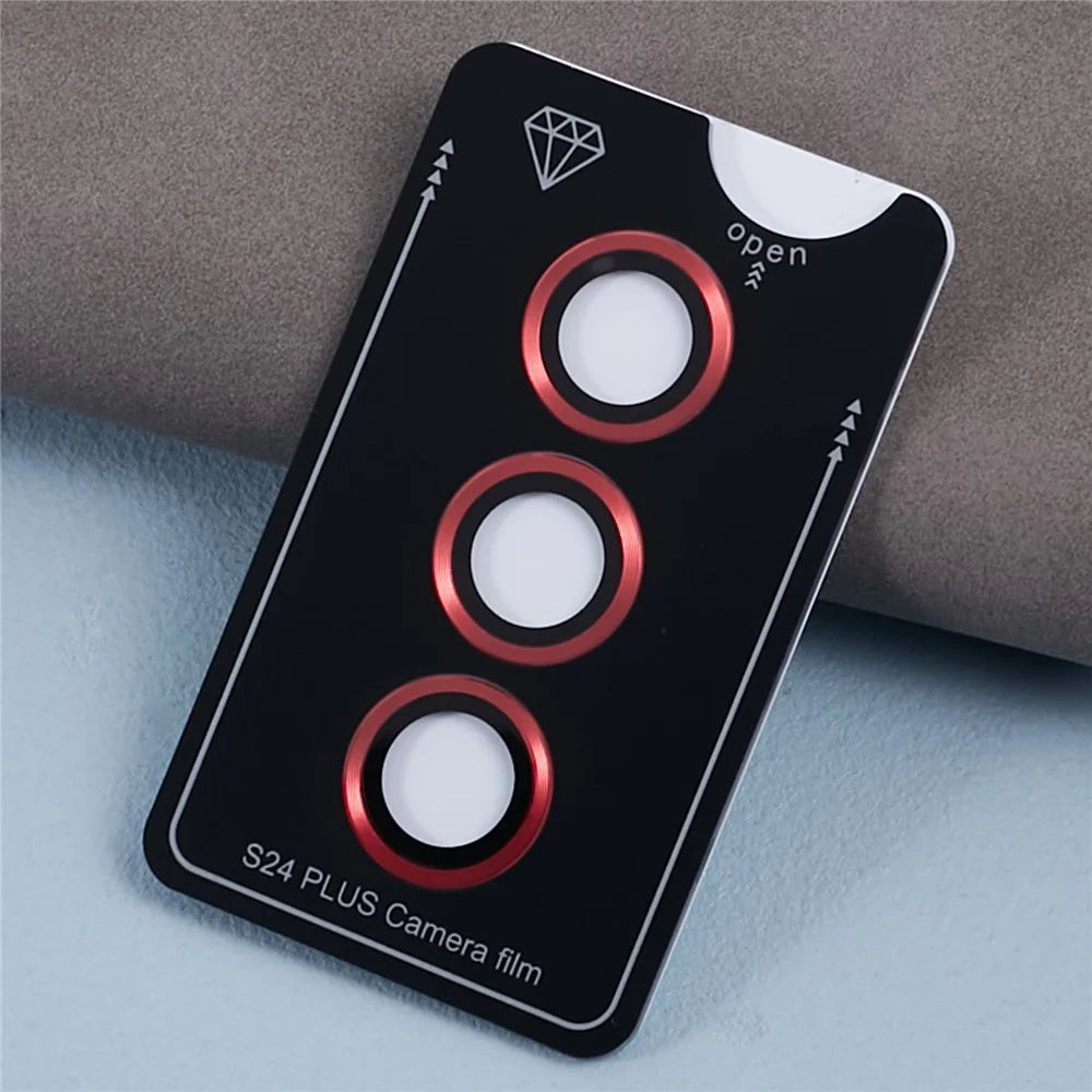 For Samsung Galaxy S24+ 1 Set Camera Lens Film Metal+Tempered Glass Rear Lens Protector - Red - 4