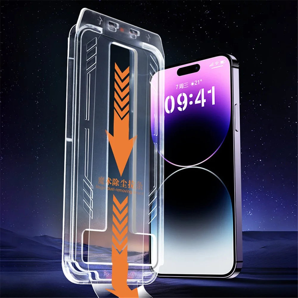 For iPhone 14 Screen Protector Anti-fingerprint Automatic Dust Removal Flim - 2