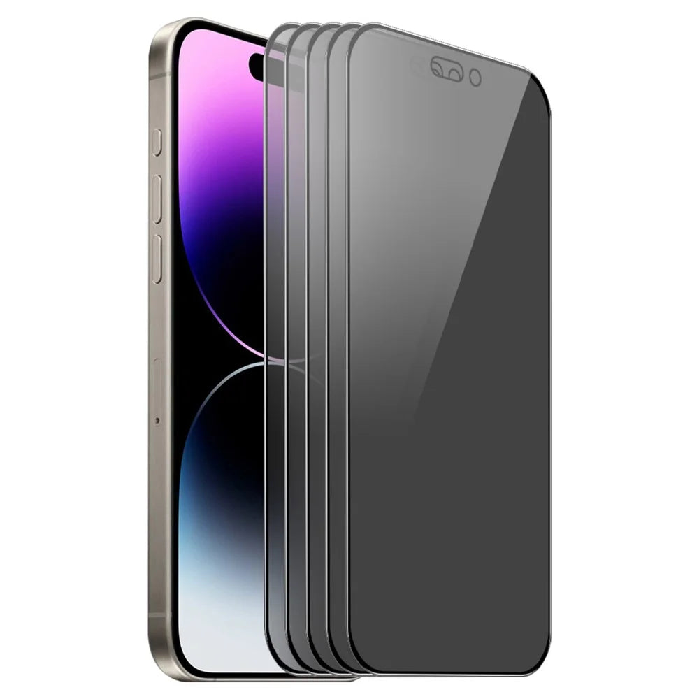 ENKAY HAT PRINCE 5Pcs For iPhone 14 Pro Anti-Spy Silk Printing Full Screen Protector Ultra Clear - 1