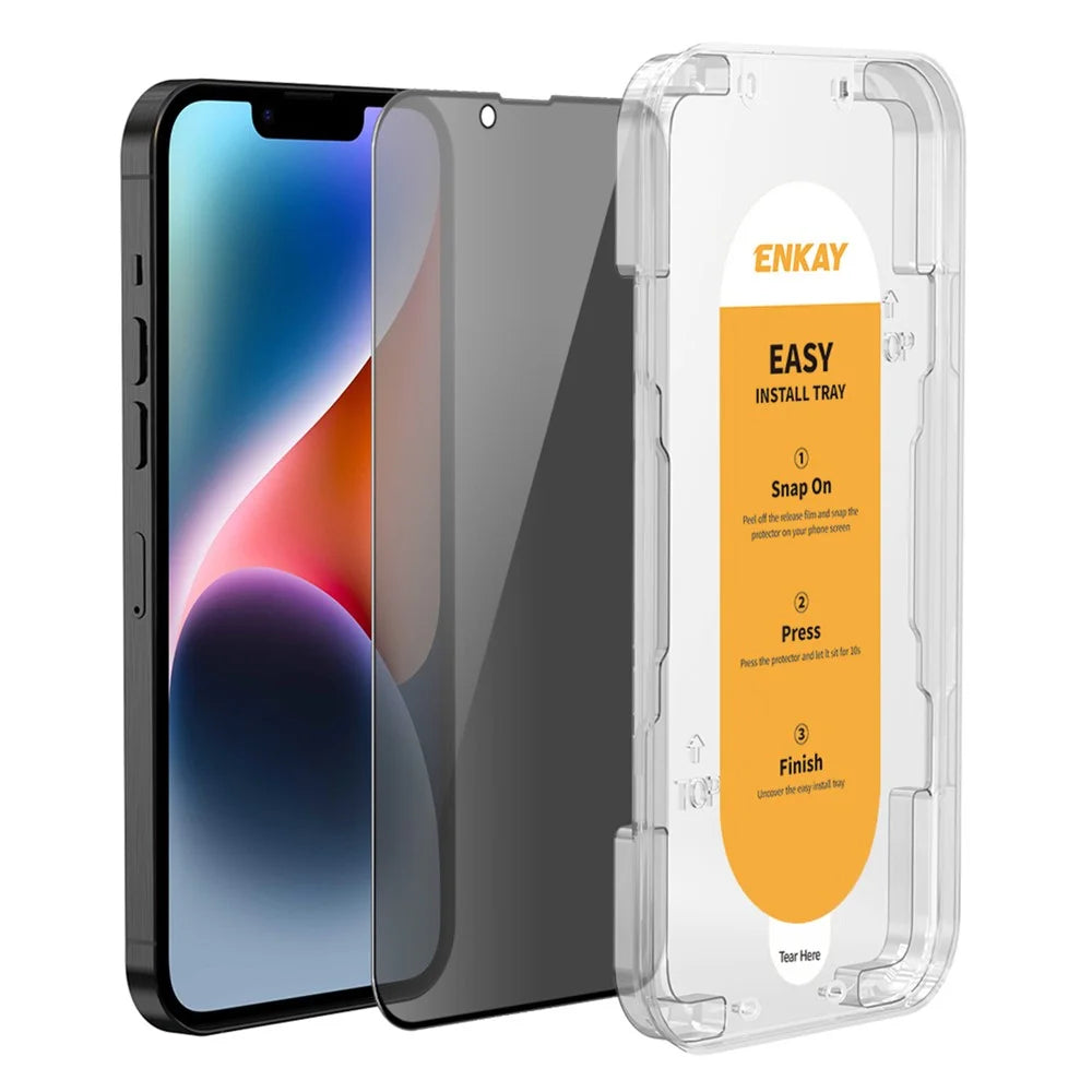 ENKAY HAT PRINCE For iPhone 17e / 16e / 14 Privacy Screen Protector Silk Printing Film with Easy Installation Kit Tray - 1