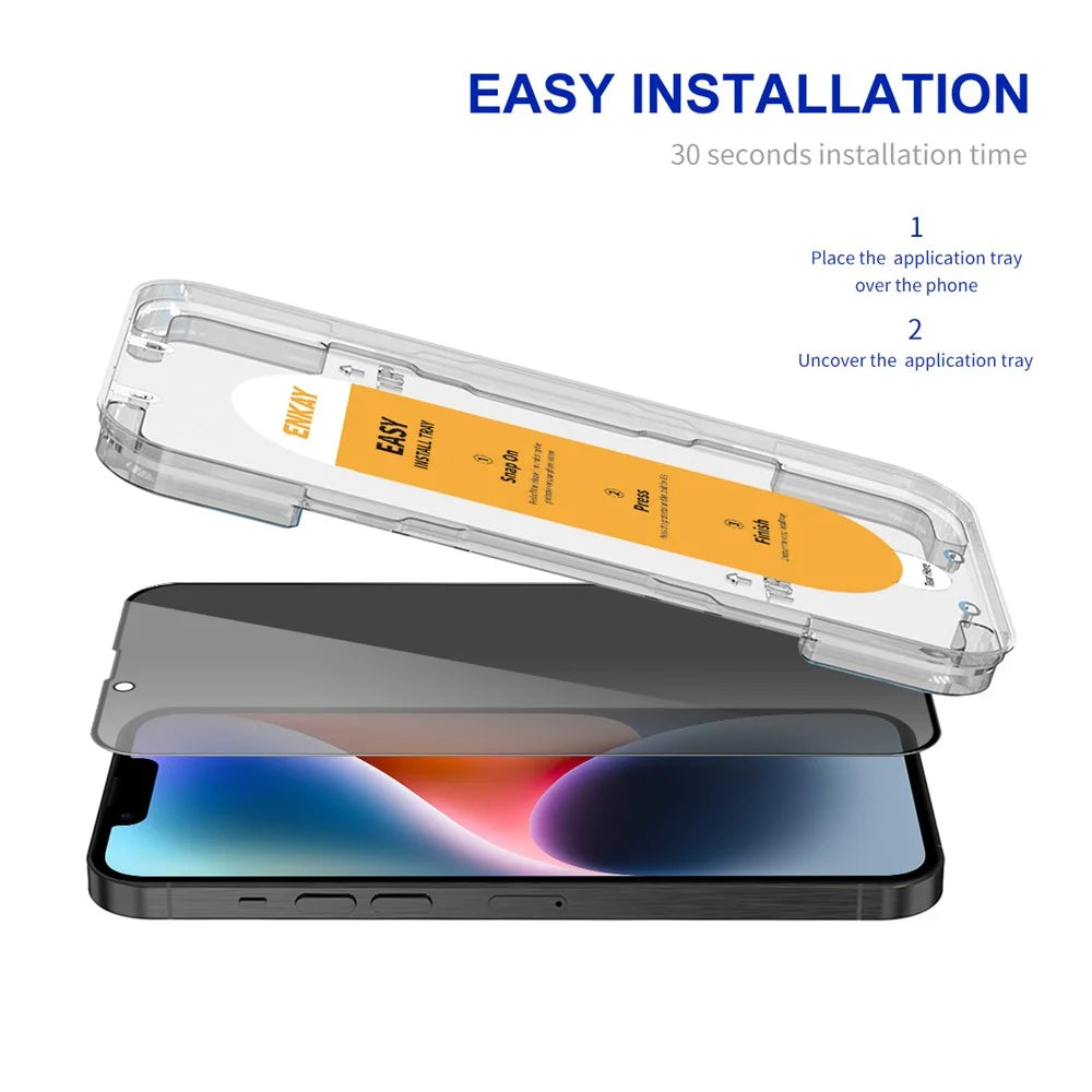 ENKAY HAT PRINCE For iPhone 17e / 16e / 14 Privacy Screen Protector Silk Printing Film with Easy Installation Kit Tray - 2