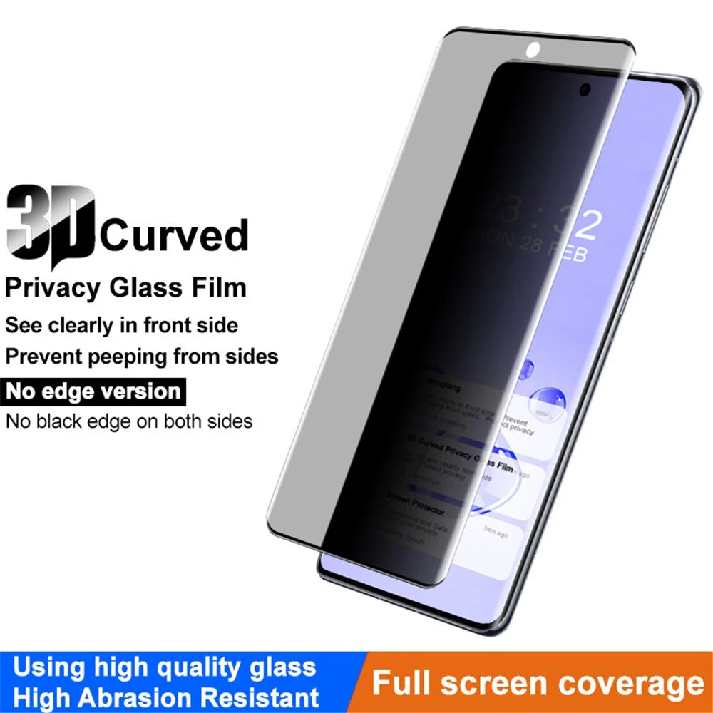 IMAK For Oppo Find X7 Ultra Anti-Spy Screen Protector Curved Tempered Glass Film - 3