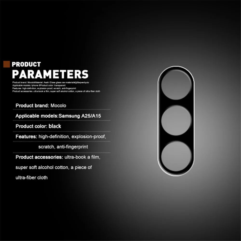 MOCOLO For Samsung Galaxy A25 5G (Global) (161.0 x 76.5 x 8.3mm) Camera Lens Protector Tempered Glass Silk Printing Lens Film - Black - 5