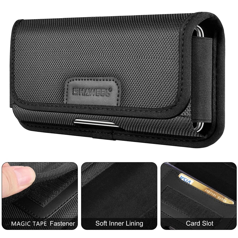 HAWEEL HWL2174B Horizontal Cellphone Nylon Storage Pouch Men Belt Hanging Bag for Phone within 4.7-inch - 2