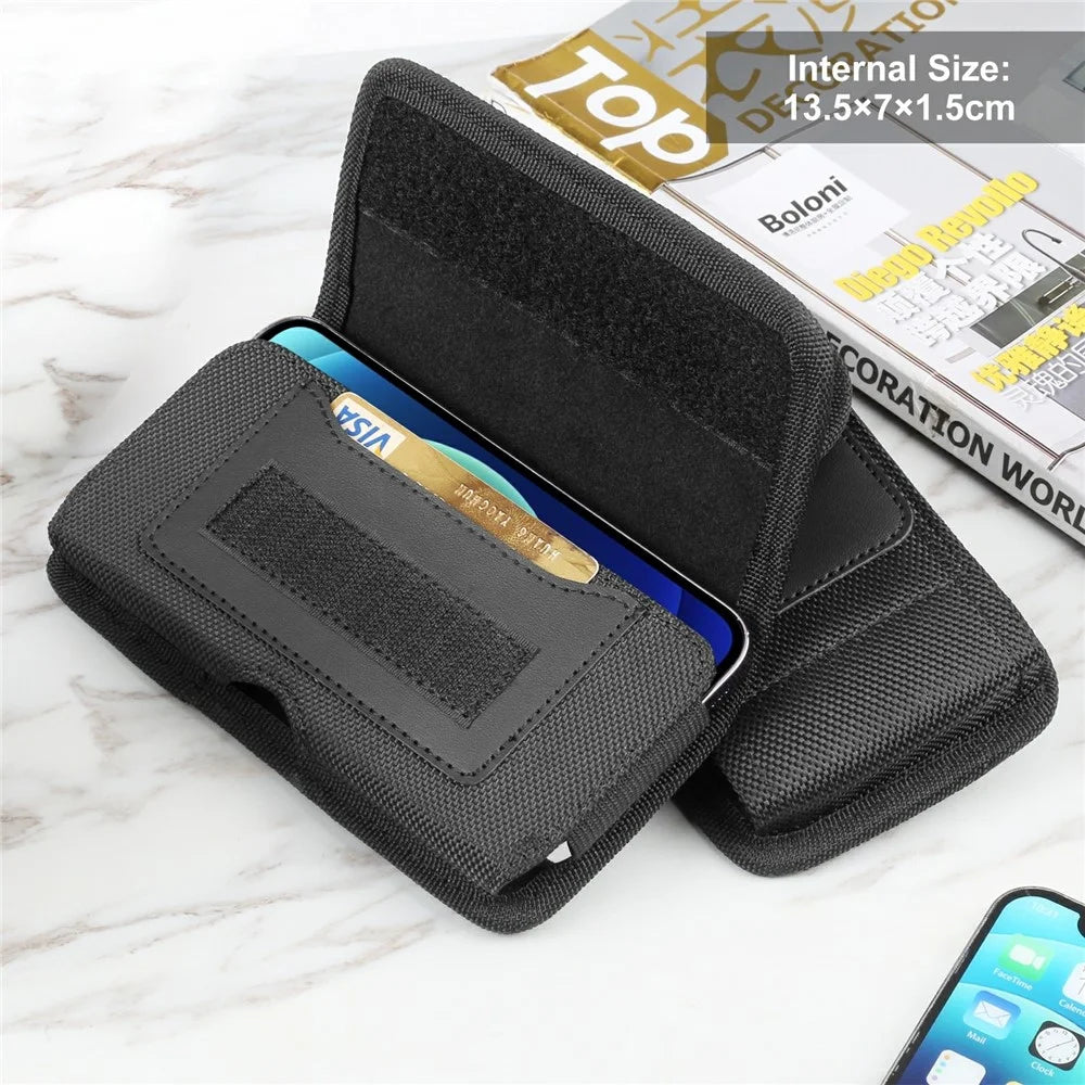 HAWEEL HWL2174B Horizontal Cellphone Nylon Storage Pouch Men Belt Hanging Bag for Phone within 4.7-inch - 5