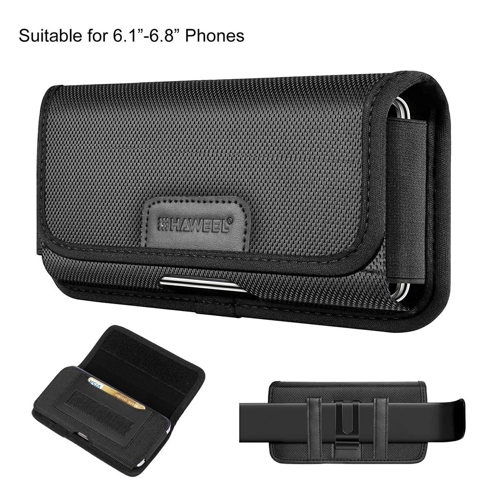 HAWEEL HWL2176B Horizontal 6.1-6.8inch Cellphone Nylon Storage Pouch Men Belt Hanging Bag - 7