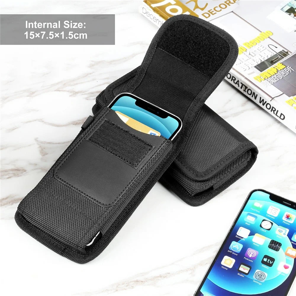 HAWEEL HWL2171B Vertical Cellphone Storage Pouch Nylon Men Waist Belt Hanging Bag for Phone within 4.7-inch - 5
