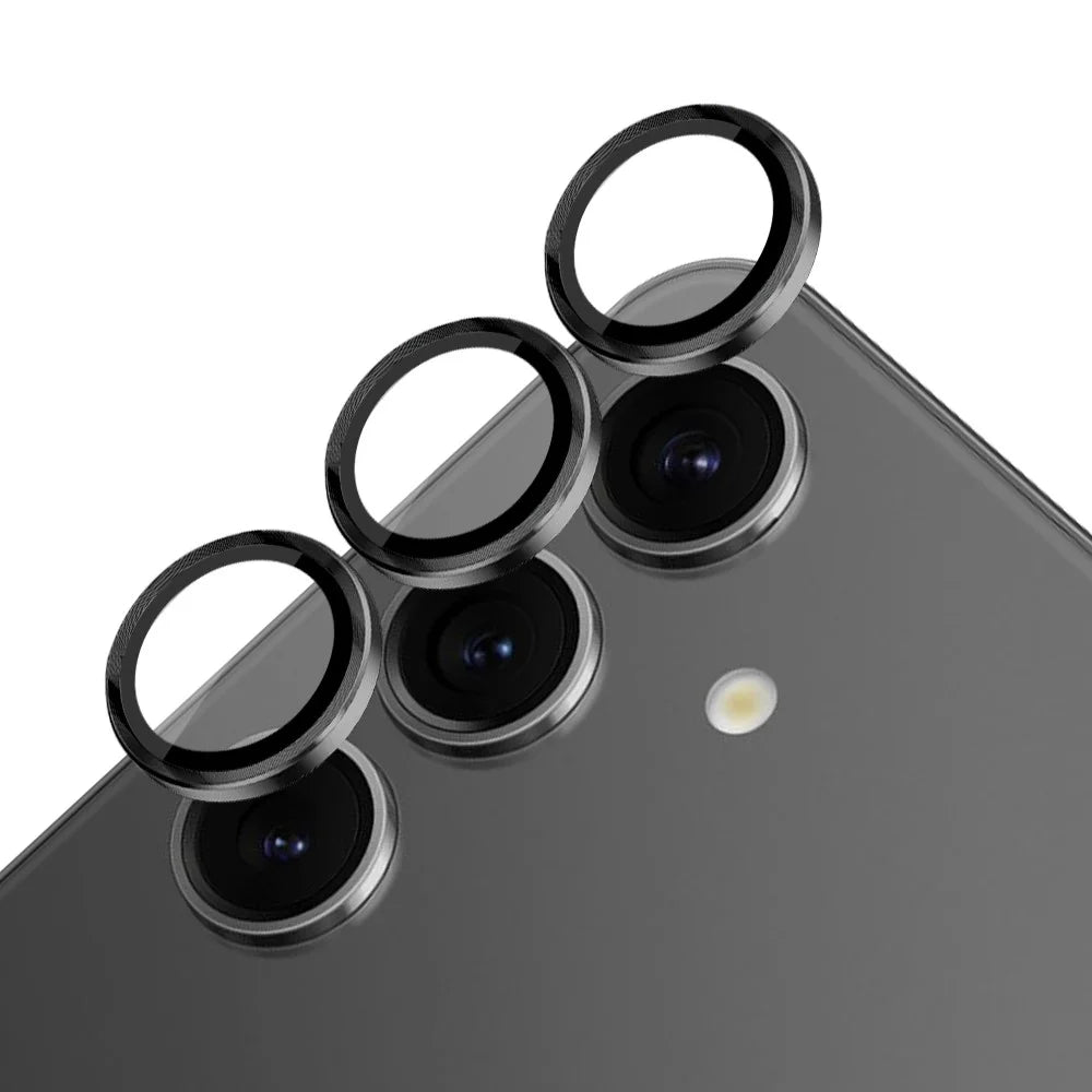 NORTHJO 1 Set For Samsung Galaxy S24 Camera Lens Film CD Vein Metal Ring + Tempered Glass Lens Film - Black - 2