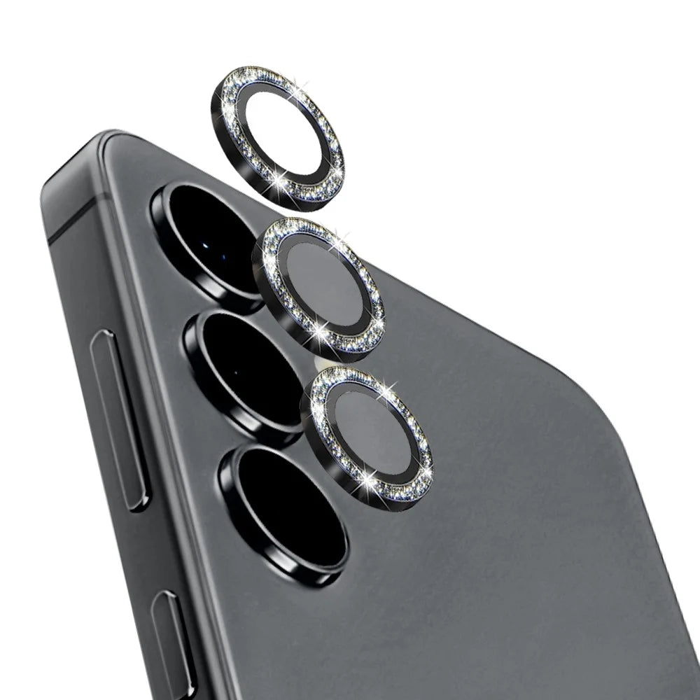 NORTHJO For Samsung Galaxy S24+ 1 Set Camera Lens Protector Glitter Metal Ring Ultra Clear Lens Film - Black - 1