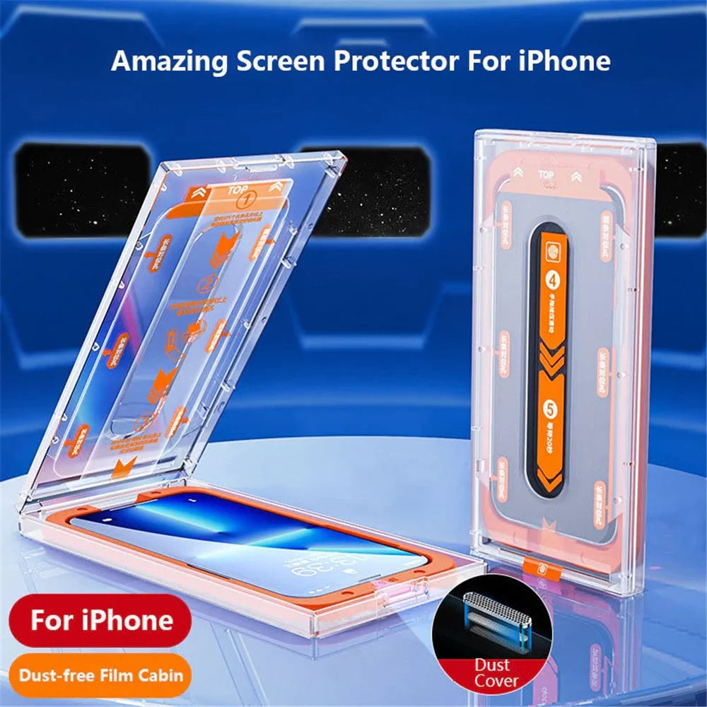 For iPhone 14 Plus Screen Protector Tempered Glass Auto-Positioning Easy Installation Film - 5