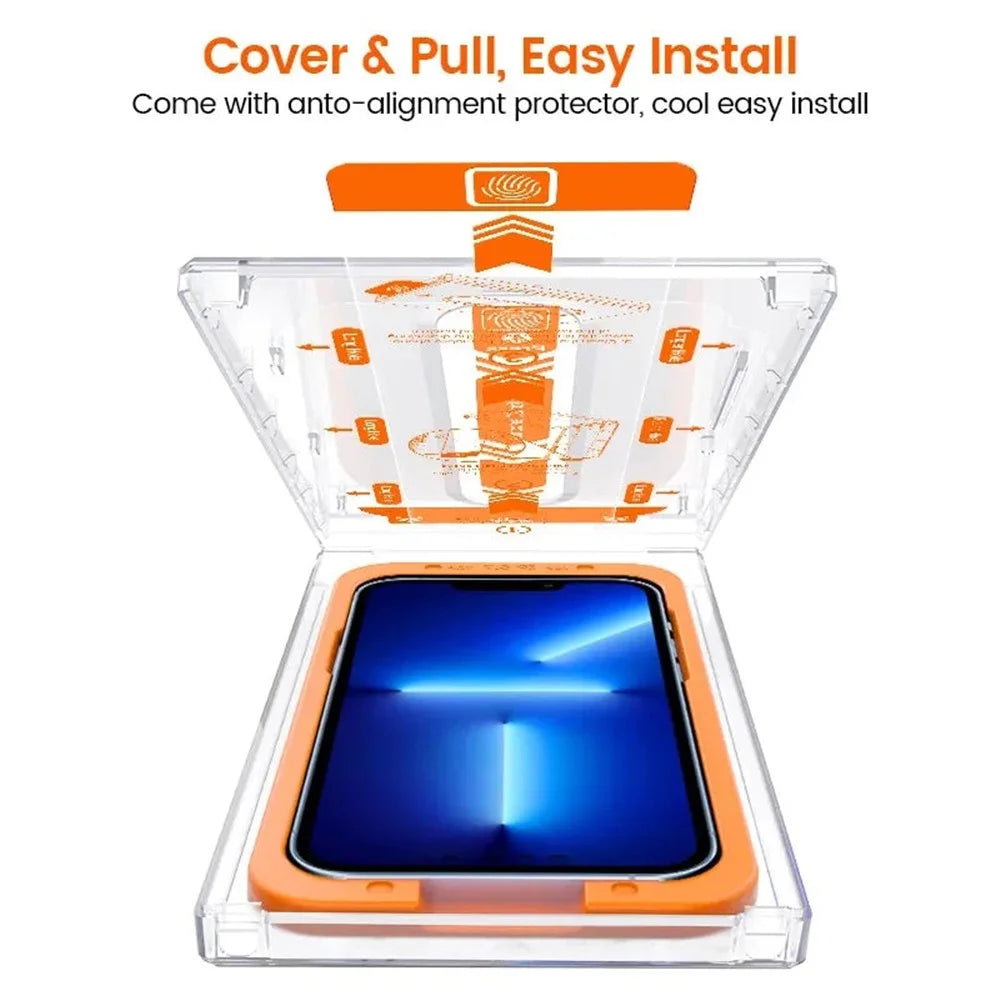 For iPhone 13 Pro Screen Protector HD Clarity Tempered Glass Film with Auto-Alignment Tool Kit - 2