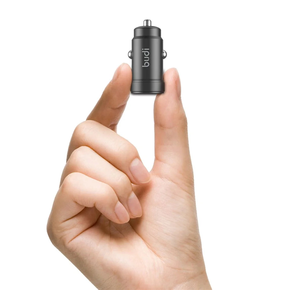 BUDI CC602B Mini Car Charger 48W Quick Charge USB A + USB C Dual Port Cigarette Lighter Adapter - 2