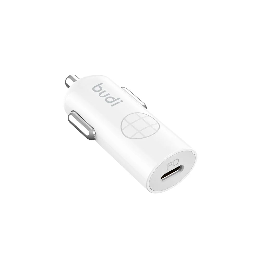 BUDI CC062TTLW USB-C 33W Car Charger Set with 1.2m 27W Type-C to iP Cable Mini Cigarette Lighter Adapter - 2
