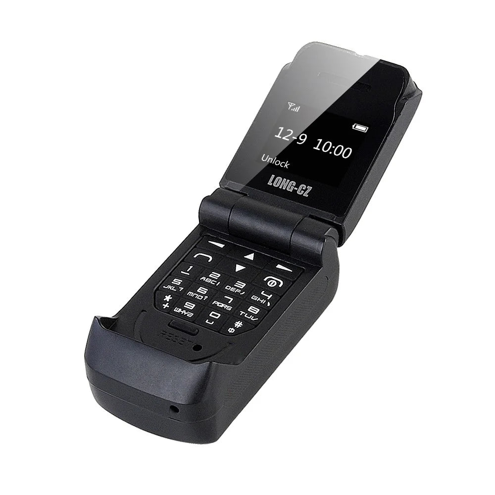 LONG-CZ J9 Flip Mobile Phone Bluetooth-compatible Dial Small Phone Supports 2G Network GSM 850 / 900 / 1800 / 1900MHz - Black - 5