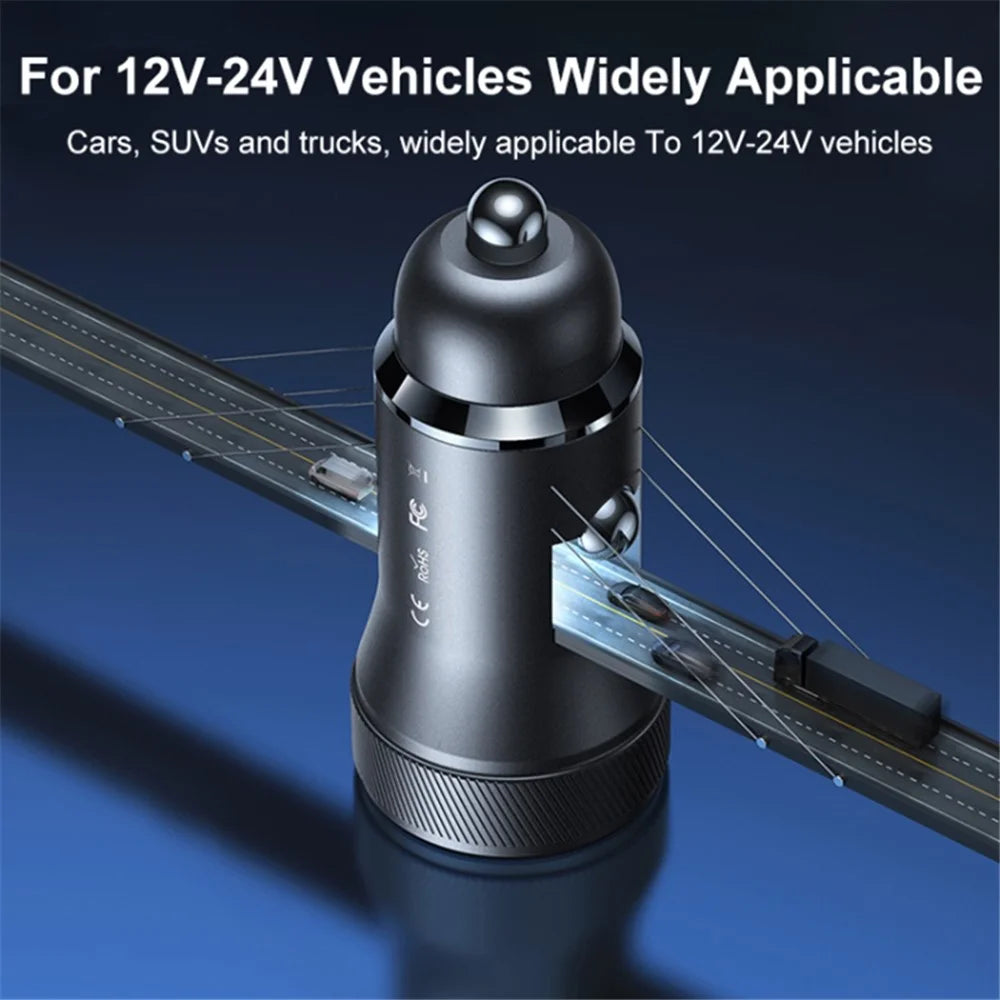 REMAX RCC335 Seaya Series USB-A + Type-C Dual Port PD 30W Fast Charging Aluminum Alloy Car Charger - 5