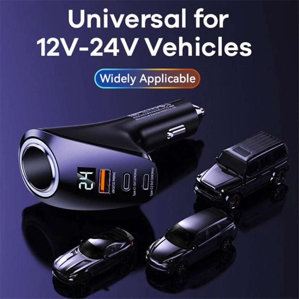 REMAX RCC339 USB + 2 Type-C Ports Car Charger Cigarette Lighter Power Socket with Voltage Digital Display - 2