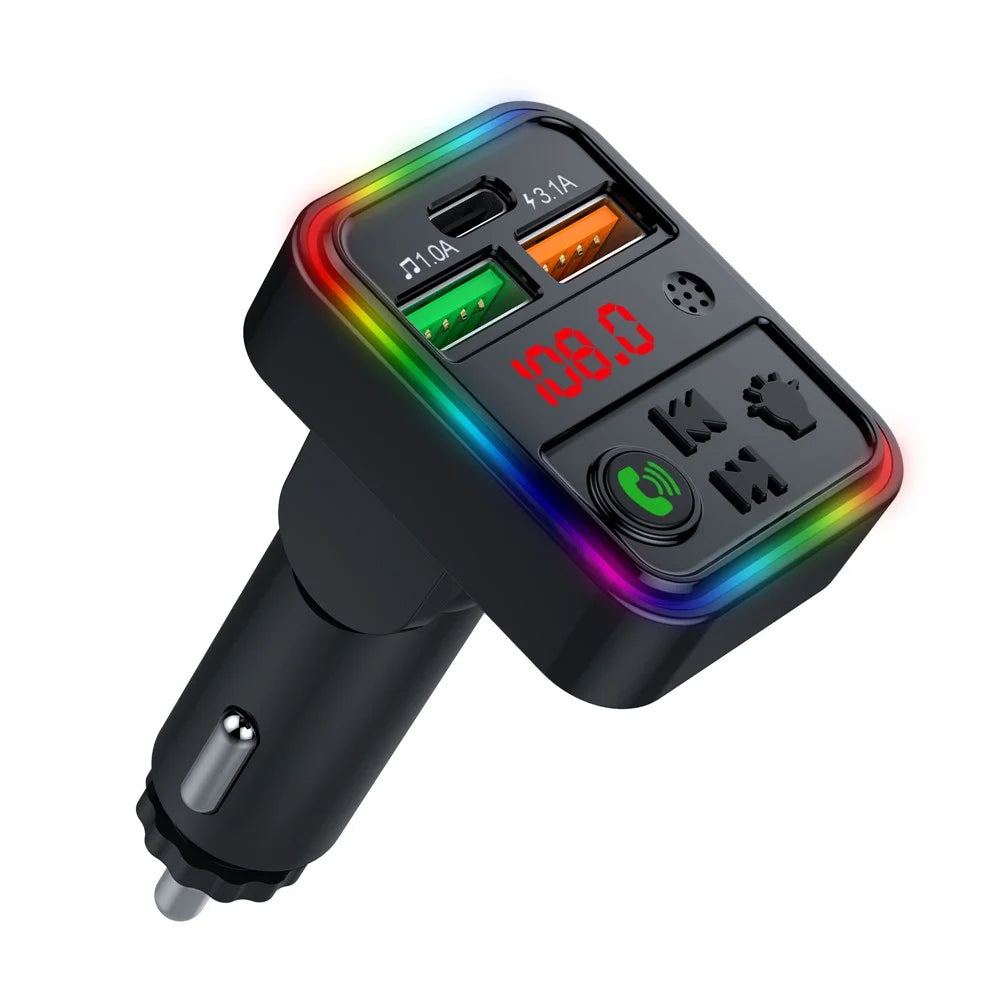 P18 Cigarette Lighter Bluetooth-compatible Car MP3 Music Player Hands-Free Calling Car Audio Device with 2USB, Type-C Port - 1