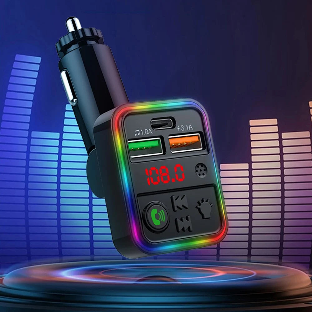 P18 Cigarette Lighter Bluetooth-compatible Car MP3 Music Player Hands-Free Calling Car Audio Device with 2USB, Type-C Port - 5