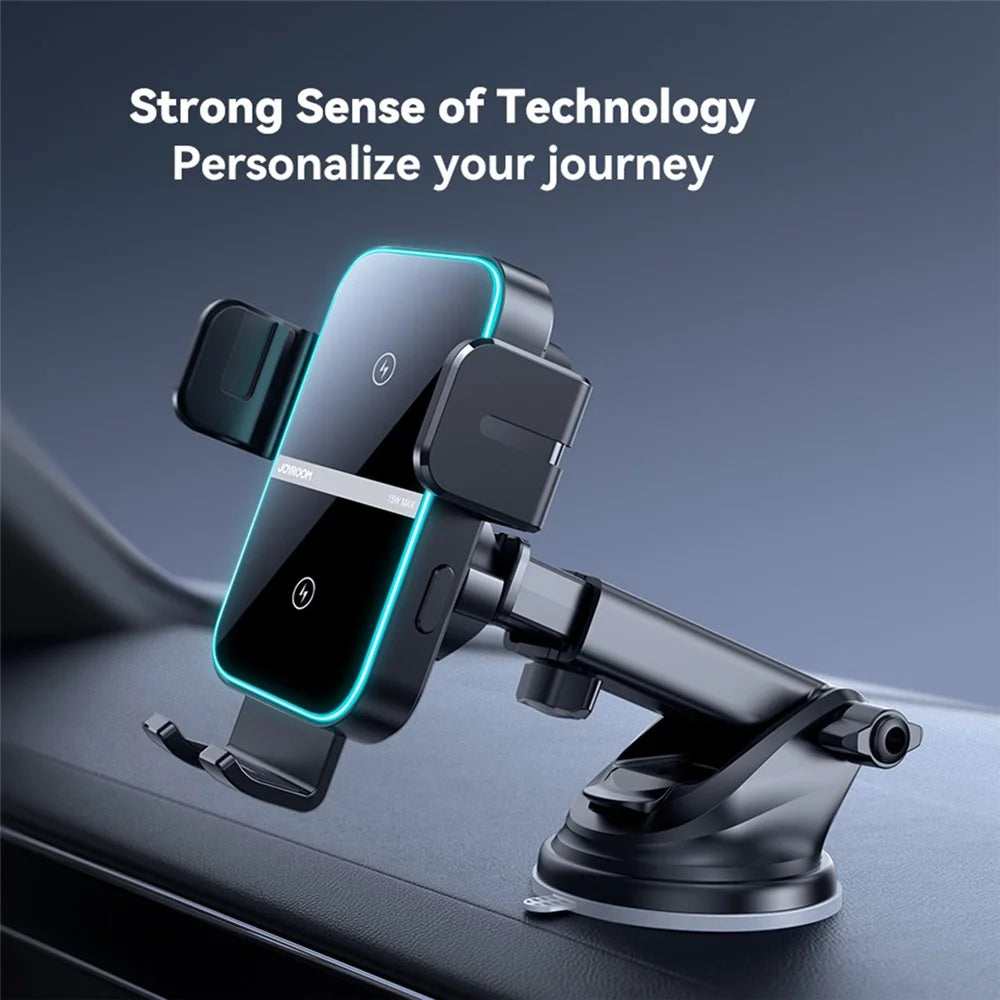 JOYROOM JR-ZS246S 15W Dual Coil Wireless Car Charger LED Light Phone Holder - 2
