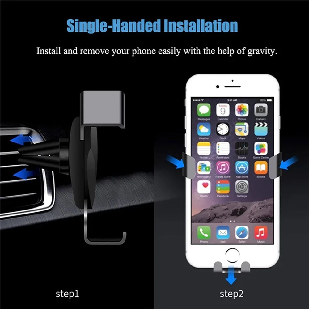 V-MMS Car Air Outlet Mount Gravity Phone Holder Y-Shape Air Vent Cellphone Bracket - Black - 5
