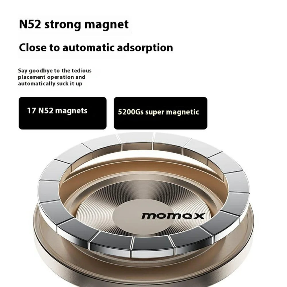 MOMAX 1-Move Relaxaire 2 In 1 Aroma Diffuser Magnetic Car Air Vent Mount Phone Holder Bracket - Titanium Gold - 5