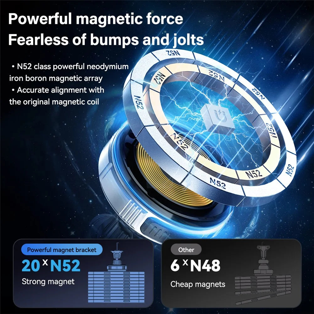 X02 15W Car Air Vent Mount Magnetic Phone Holder Wireless Charger with Retractable Type C Cable - Silver - 6