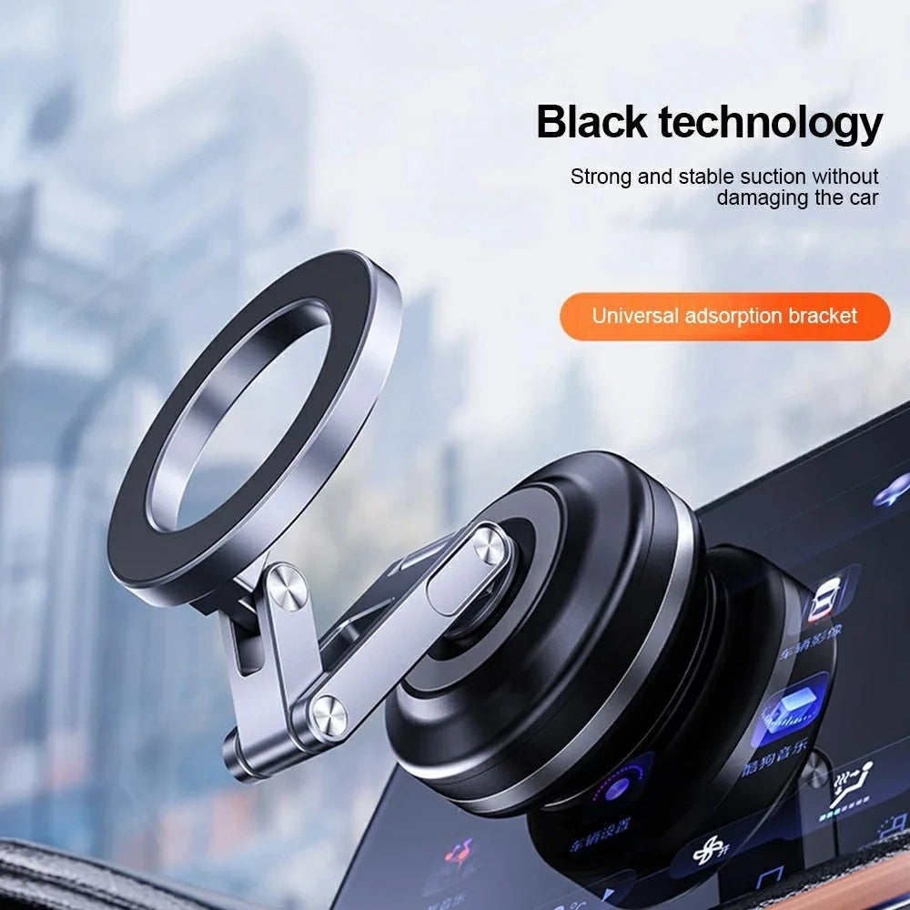 X63 Magnetic Car Phone Navigation Mount Vacuum Suction Cup Foldable Arm Aluminum Alloy Bracket - Grey - 5