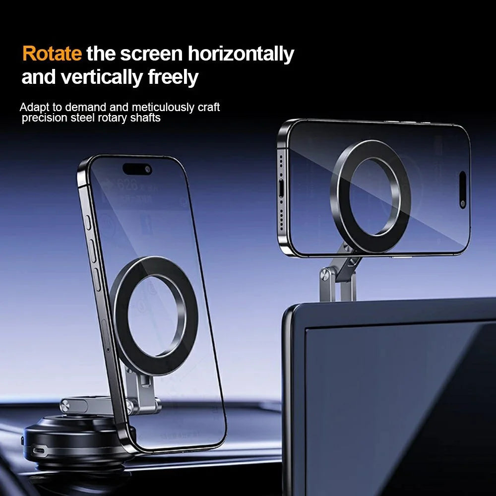 X63 Magnetic Car Phone Navigation Mount Vacuum Suction Cup Foldable Arm Aluminum Alloy Bracket - Grey - 7