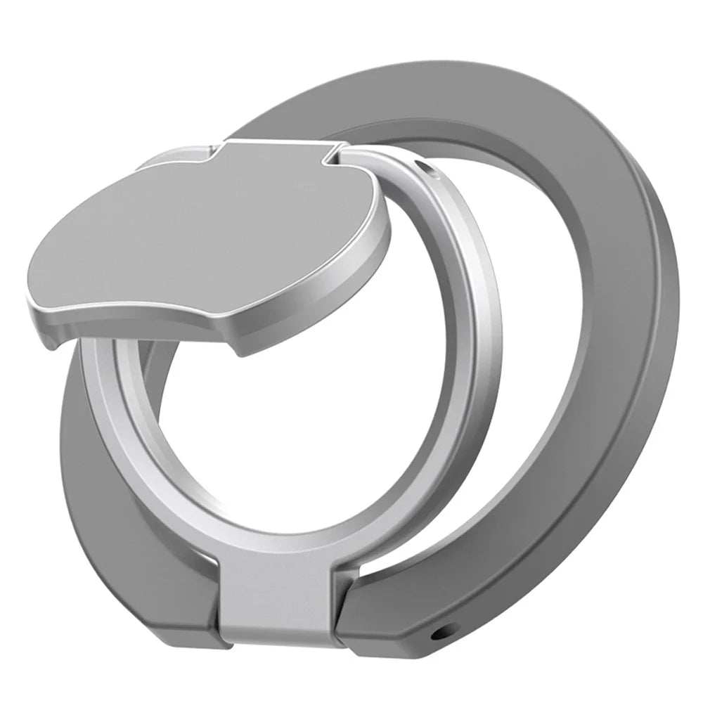 Magnetic Phone Ring Holder Grip with Dual-Side Magnets Triple Folding Zinc Alloy Kickstand - Grey - 2