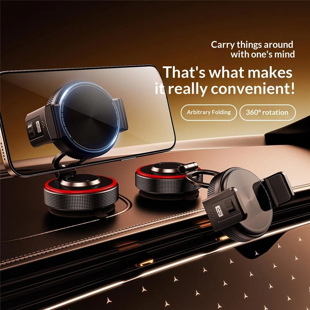 K33A Magnetic Car Phone Mount Holder Strong Vacuum Suction Cup Dashboard Windshield Universal for Navigation - Black - 4