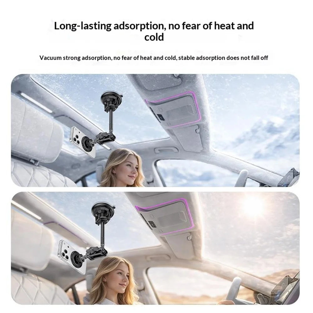 YESIDO C282 Compatible with MagSafe Long Rod Magnetic Phone Stand Mount 360° Adjustable Suction Cup Dashboard Car Holder for Navigation Recording - 4