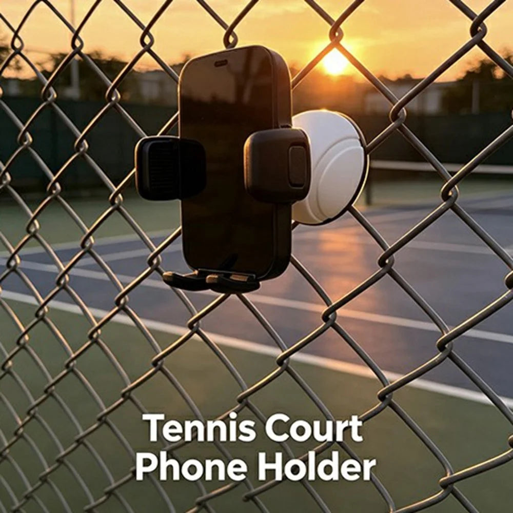 WQ-05 Sports Court Phone Mount 360 Degree Adjustable Fence Clamp Stand for Basketball Tennis Football Field Outdoor Recording - White - 4