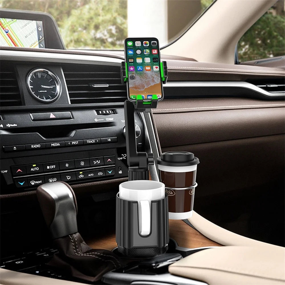 C004 Multi-functional Adjustable Car Drink Cup Bottle Holder Mobile Phone Bracket - Green - 2