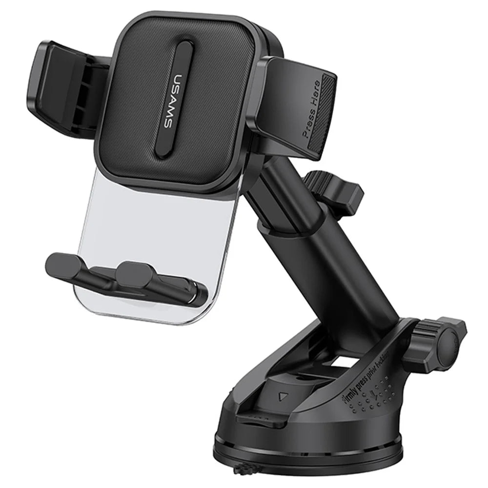 USAMS US-ZJ072 Car Dashboard Windshield Telescopic Arm Transparent Design Phone Holder Suction Cup Bracket - 1