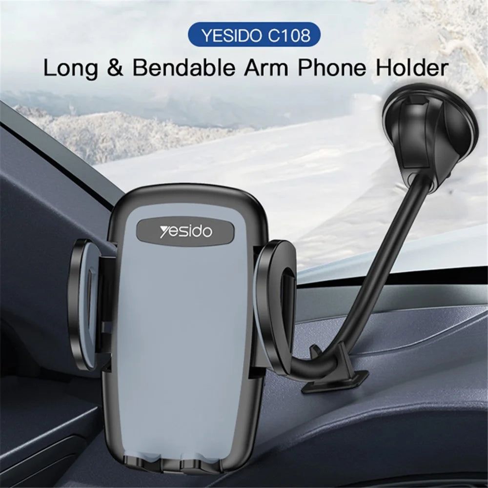 YESIDO C108 40cm Car Bendable Arm Smartphone Bracket Windshield Sucker Mount Cell Phone Holder with Mini Support - 3