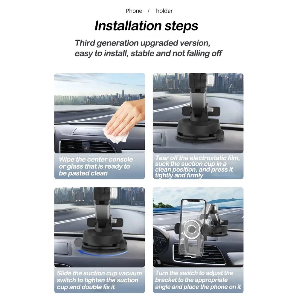 X0666 Multifunction Car Dashboard Phone Holder Adjustable Windshield Cell Phone Mount for Vehicles, Trucks - 7