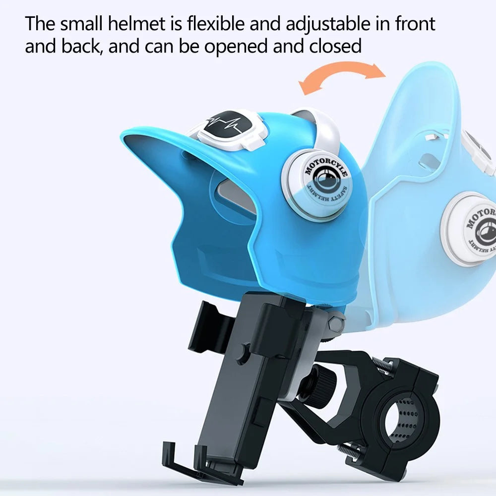 Motorcycle Electric Bike Handlebar Phone Holder Stand with Sunshade Helmet - Blue - 3