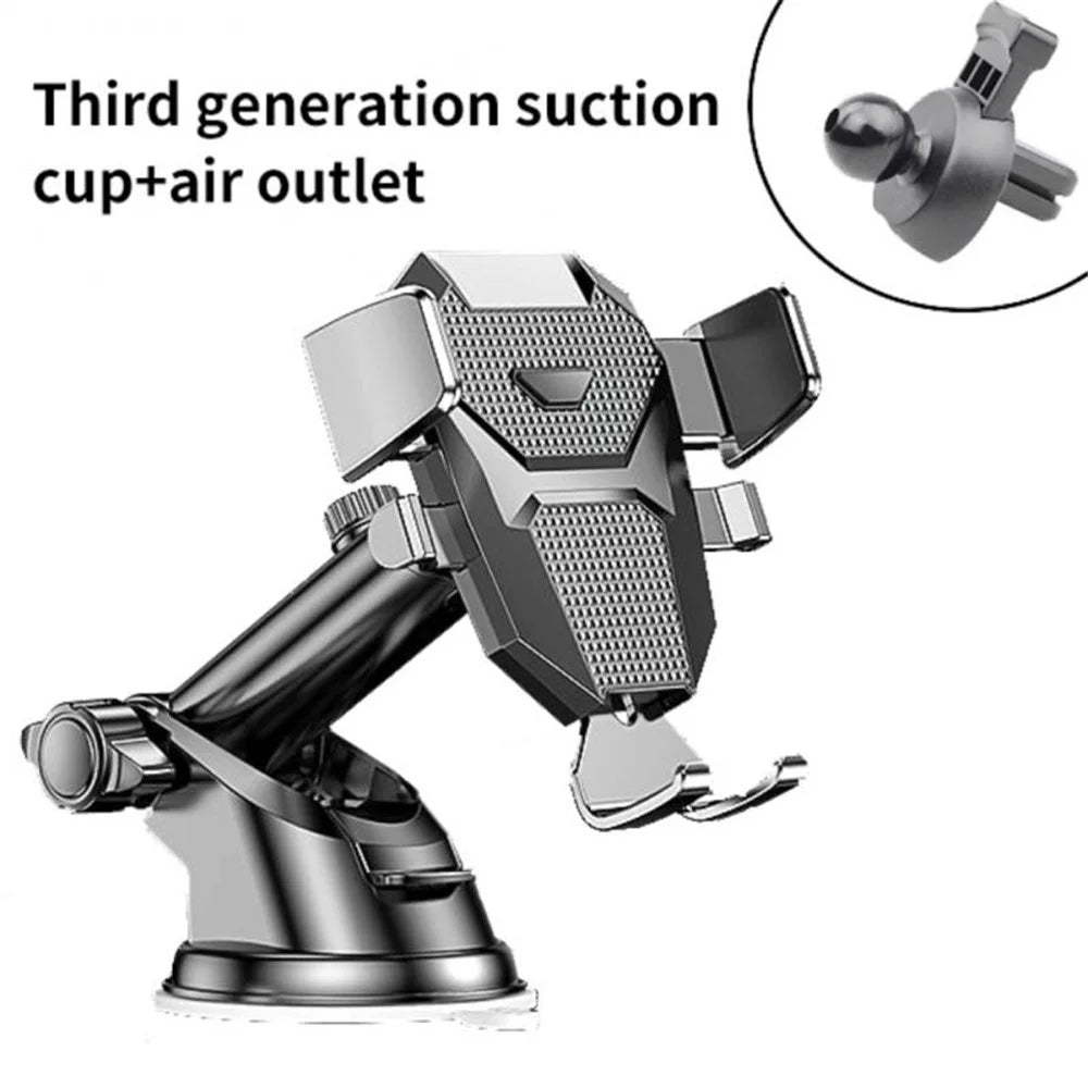 D25+105+K5 Telescopic Suction Cup Dashboard Phone Mount Air Vent Car Phone Holder Auto Locking Car Phone Clip - Black - 2
