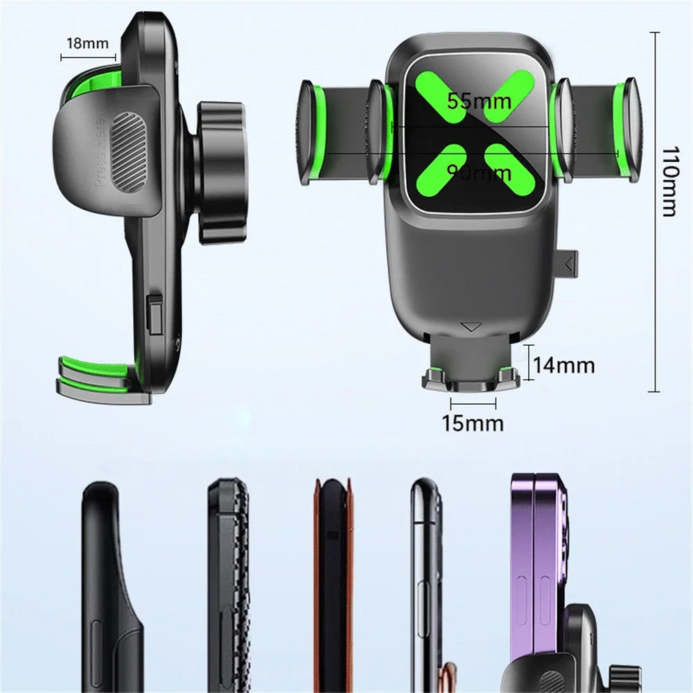 A034 10th Gen Y-shaped Base Car Air Vent Hook Mount Bracket Plastic Mobile Phone Holder  - Green - 3