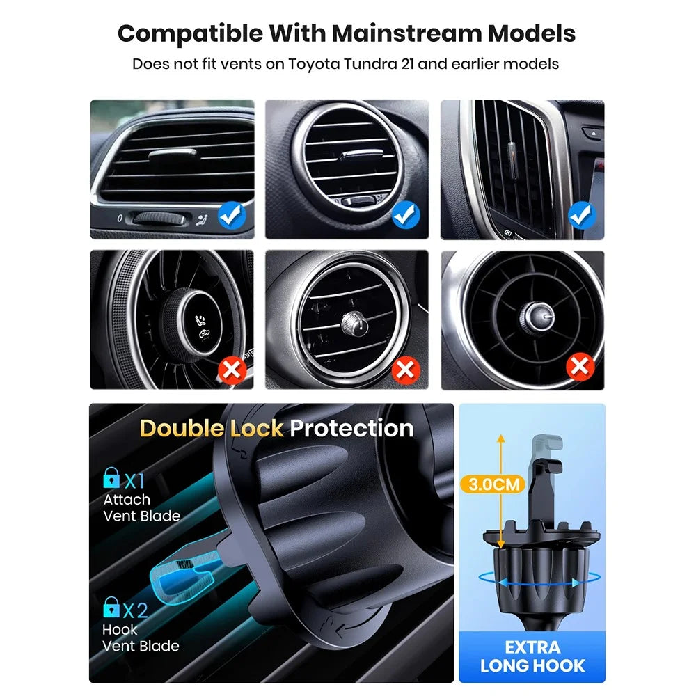 D23+CF Car Phone Holder Air Vent Cell Phone Holder for Car Hands Free Easy Clamp Cradle in Vehicle - 5