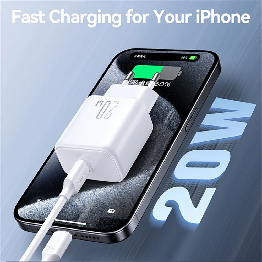 JOYROOM JR-TCF20 Mini PD 20W Quick Charger Travel Power Plug Adapter with Type-C to 8-Pin Cable, EU Plug - 4