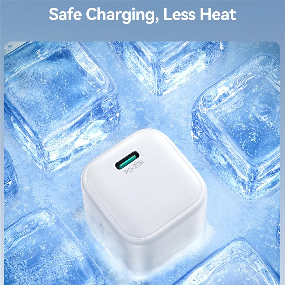 JOYROOM JR-TCG08 PD 20W Fast Charging GaN Charger Mini Power Adapter for iPhone 16-15 Series , EU Plug - White - 2
